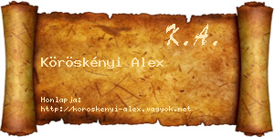 Köröskényi Alex névjegykártya