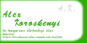 alex koroskenyi business card